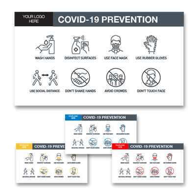 Standard COVID Prevention Signage (Landscape)